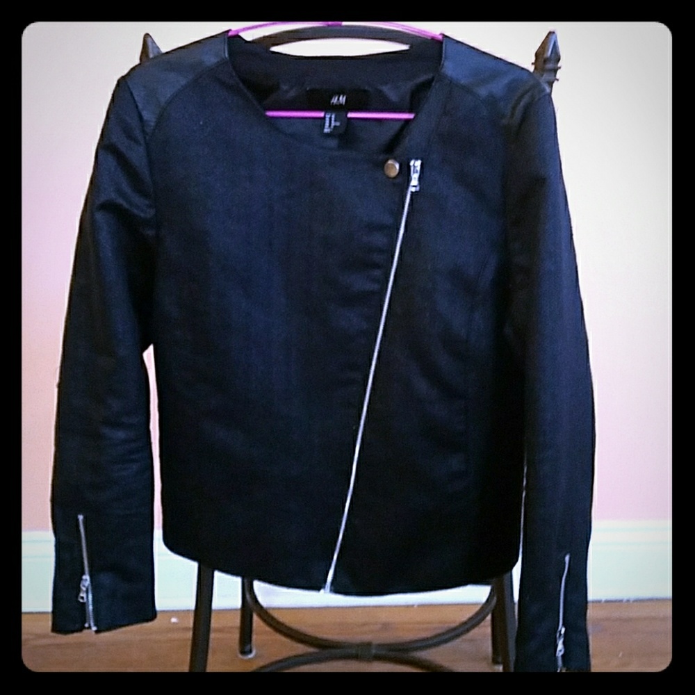 H&M Black Biker Jacket Size 10